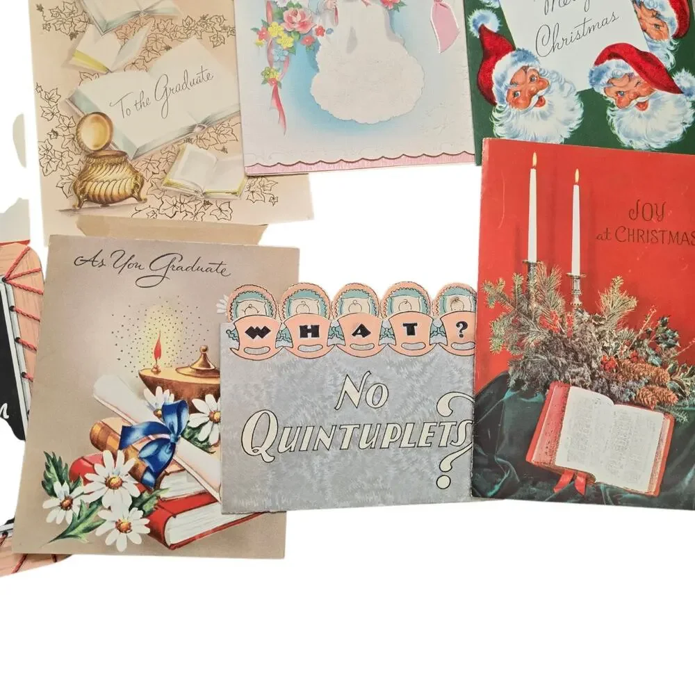 Vintage Greeting Card Lof Of 18: Christmas, Baby, Graduation